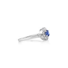 Sunita Nahata Blue Sapphire 0.39ct. Fancy Ring in 18KWG with Diamond.