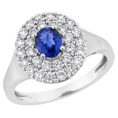 Sunita Nahata Blue Sapphire 0.56ct. Fancy Ring in 18KWG with Diamond.