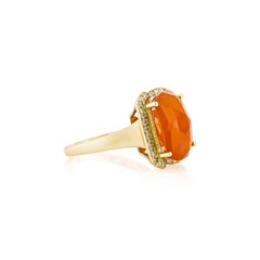 Sunita Nahata Carnelian 5.84ct. Fancy Ring in 14KYG with White Diamond.