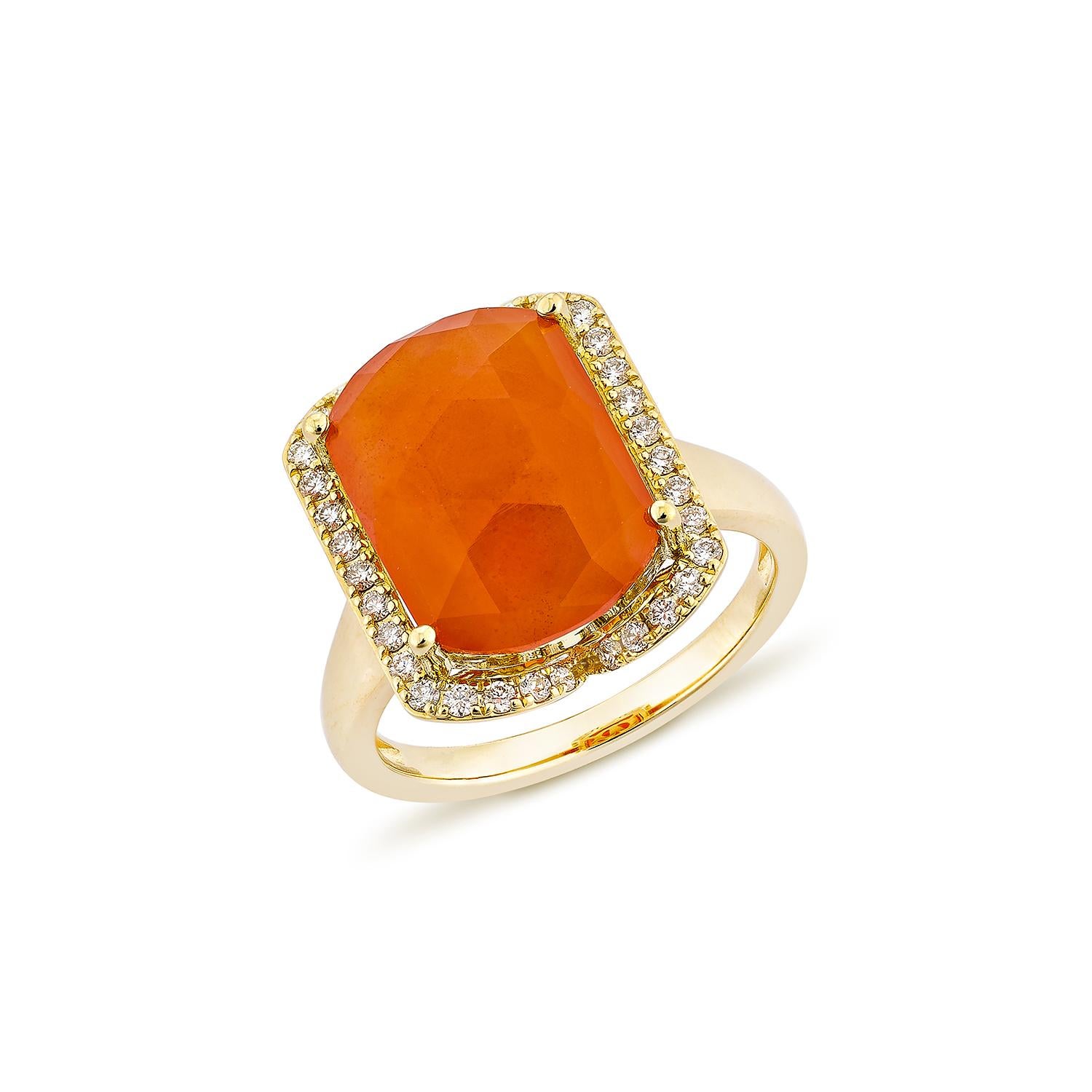 Sunita Nahata Karneol 5.84ct. Fancy Ring in 14KYG mit weißem Diamant. (Zeitgenössisch) im Angebot