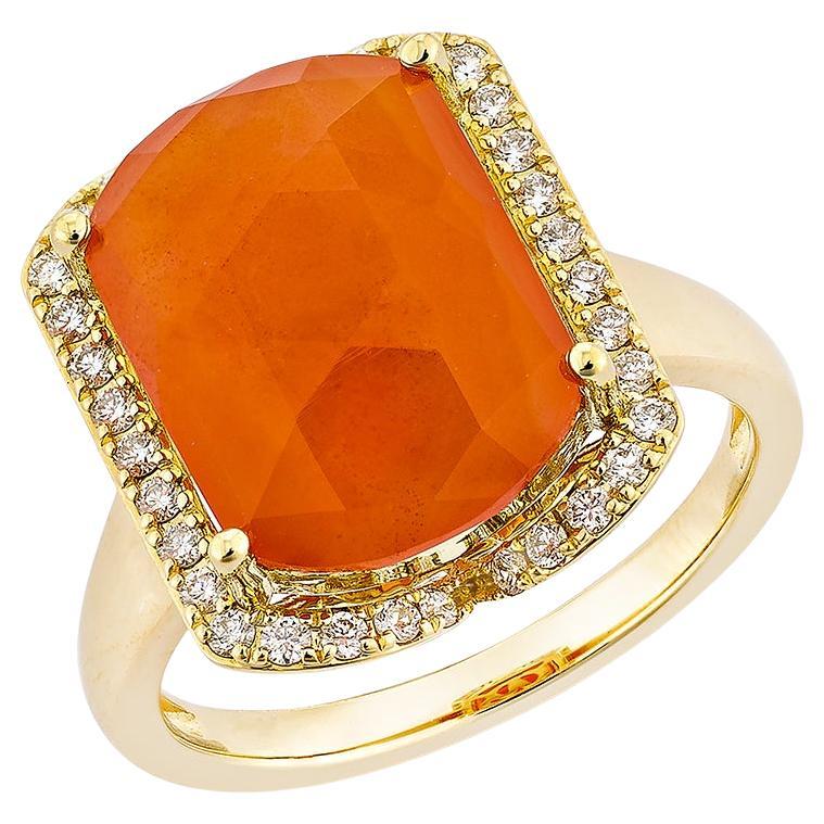 Sunita Nahata Carnelian 5.84ct. Fancy Ring in 14KYG with White Diamond.