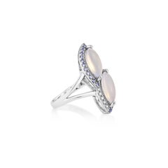 Sunita Nahata Chalcodony & Sapphire 3.45ct. Ring in 18KWG with Diamond.