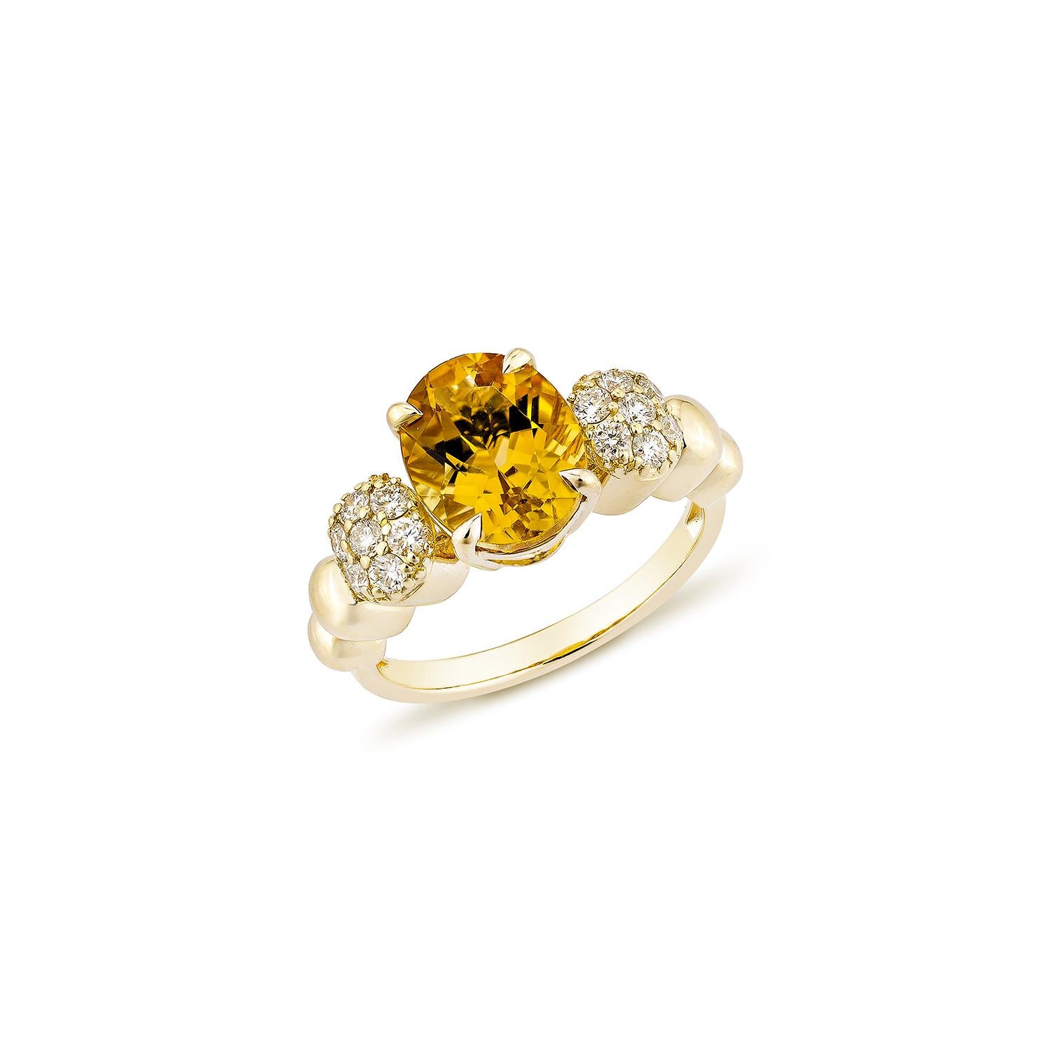 Sunita Nahata Citrino 2.82ct. Anillo de fantasía en oro amarillo de 14 quilates con diamante. Contemporáneo en venta