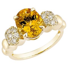 Sunita Nahata Citrino 2.82ct. Anillo de fantasía en oro amarillo de 14 quilates con diamante.