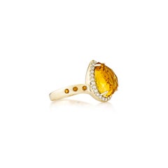 Sunita Nahata Citrine 3.41ct. Fancy Ring in 14KYG with Diamond.
