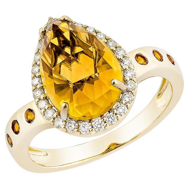 Sunita Nahata Citrine 3.41ct. Fancy Ring in 14KYG with Diamond.