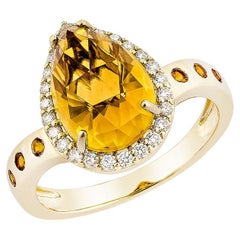Sunita Nahata Citrine 3.41ct. Fancy Ring in 14KYG with Diamond.