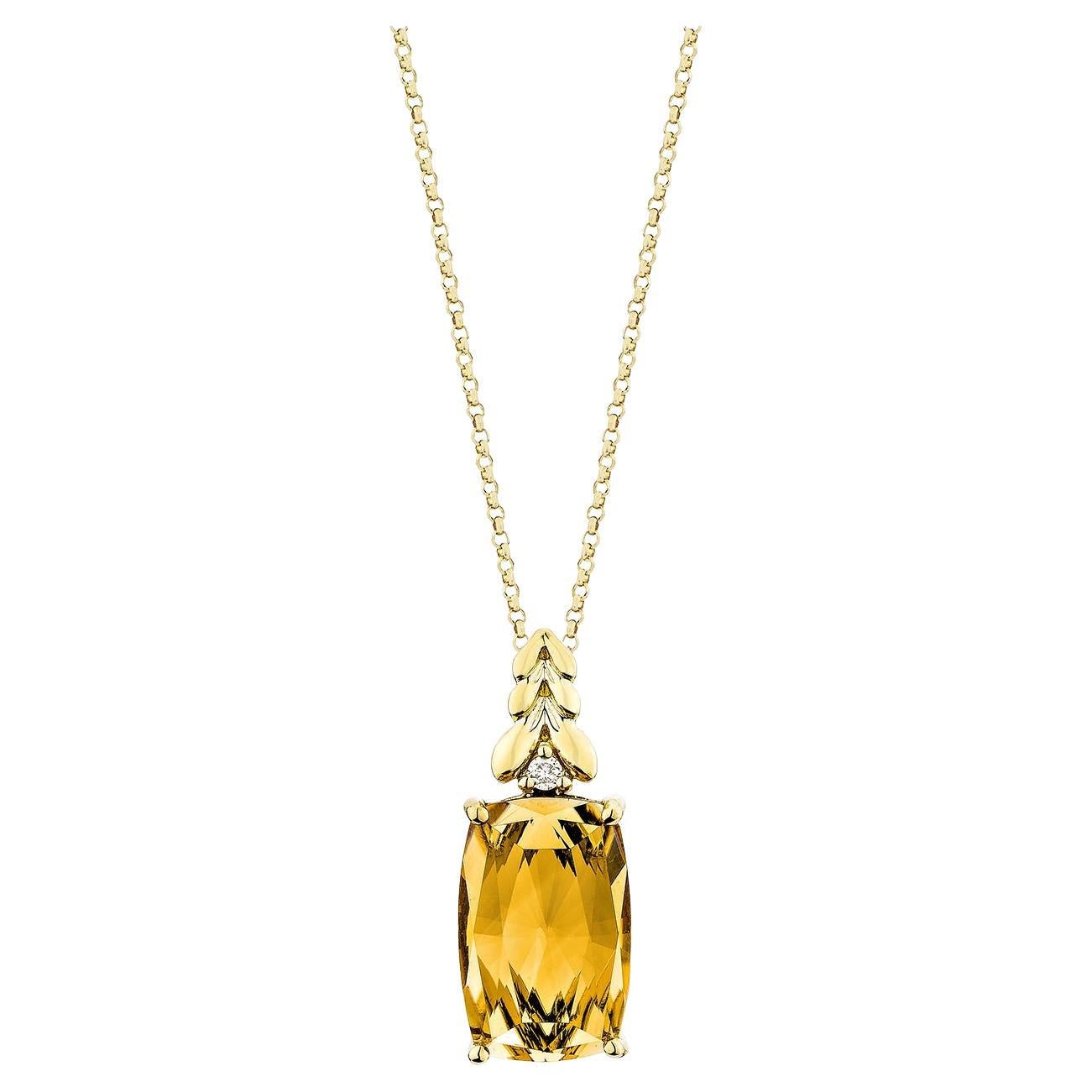 Sunita Nahata Citrine 4.03ct. Pendant in 14KYG with White Diamond.