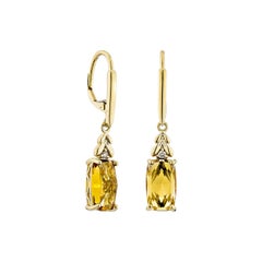 Sunita Nahata Citrin 4.38ct. Tropfenohrringe aus 14KYG mit Diamanten.
