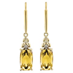 Sunita Nahata Citrine 4.38ct. Drop Earrings in 14KYG with Diamond.