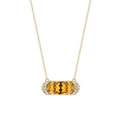 Sunita Nahata Citrine 5.00ct. Necklace in 14KYG with White Diamond.