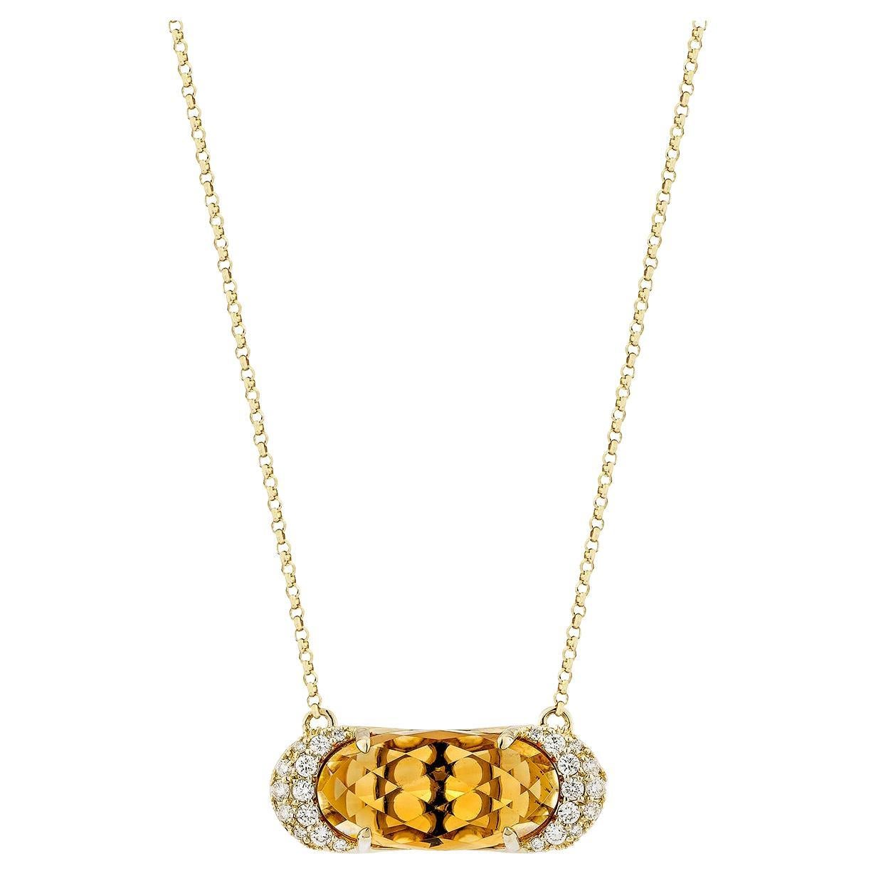 Sunita Nahata Citrino 5.00ct. Collar en 14KYG con Diamante Blanco.