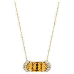 Sunita Nahata Citrino 5.00ct. Collana in 14KYG con diamante bianco.