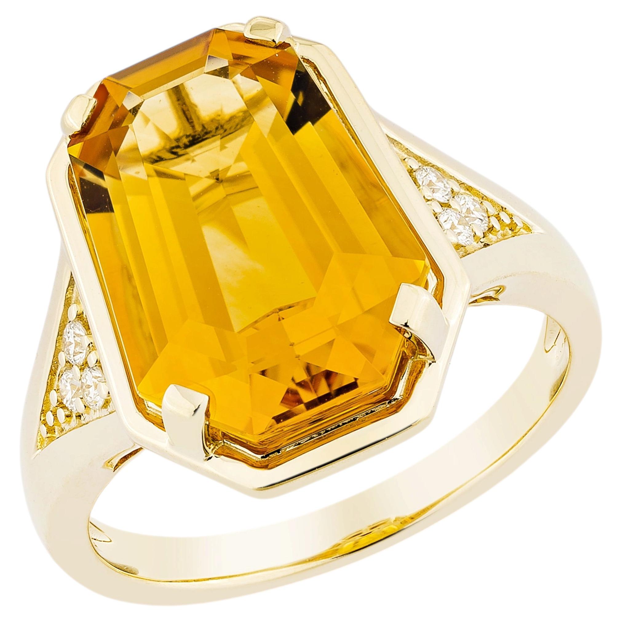 Sunita Nahata Citrin 5.18ct. Fancy Ring in 14KYG mit Diamant.