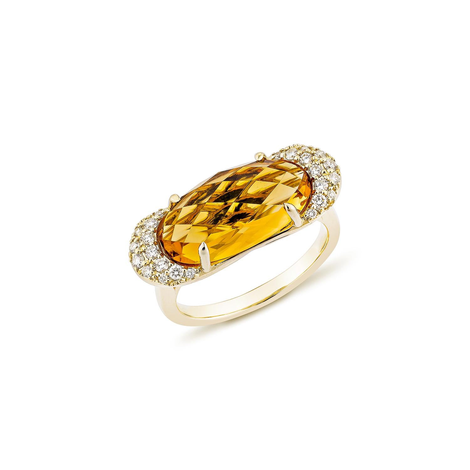Sunita Nahata Citrin 5.29ct. Fancy Ring in 14KYG mit Diamant. (Zeitgenössisch) im Angebot