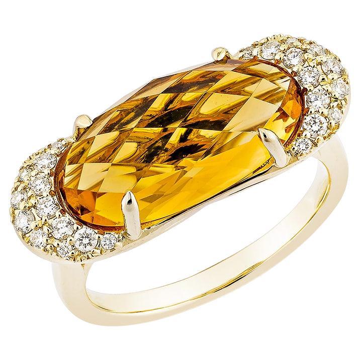 Sunita Nahata Citrine 5.29ct. Fancy Ring in 14KYG with Diamond.