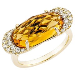 Sunita Nahata Citrino 5.29ct. Anillo de fantasía en 14KYG con diamante.