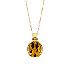 Sunita Nahata Citrine 6.29ct. Pendant in 14KYG with White Diamond.