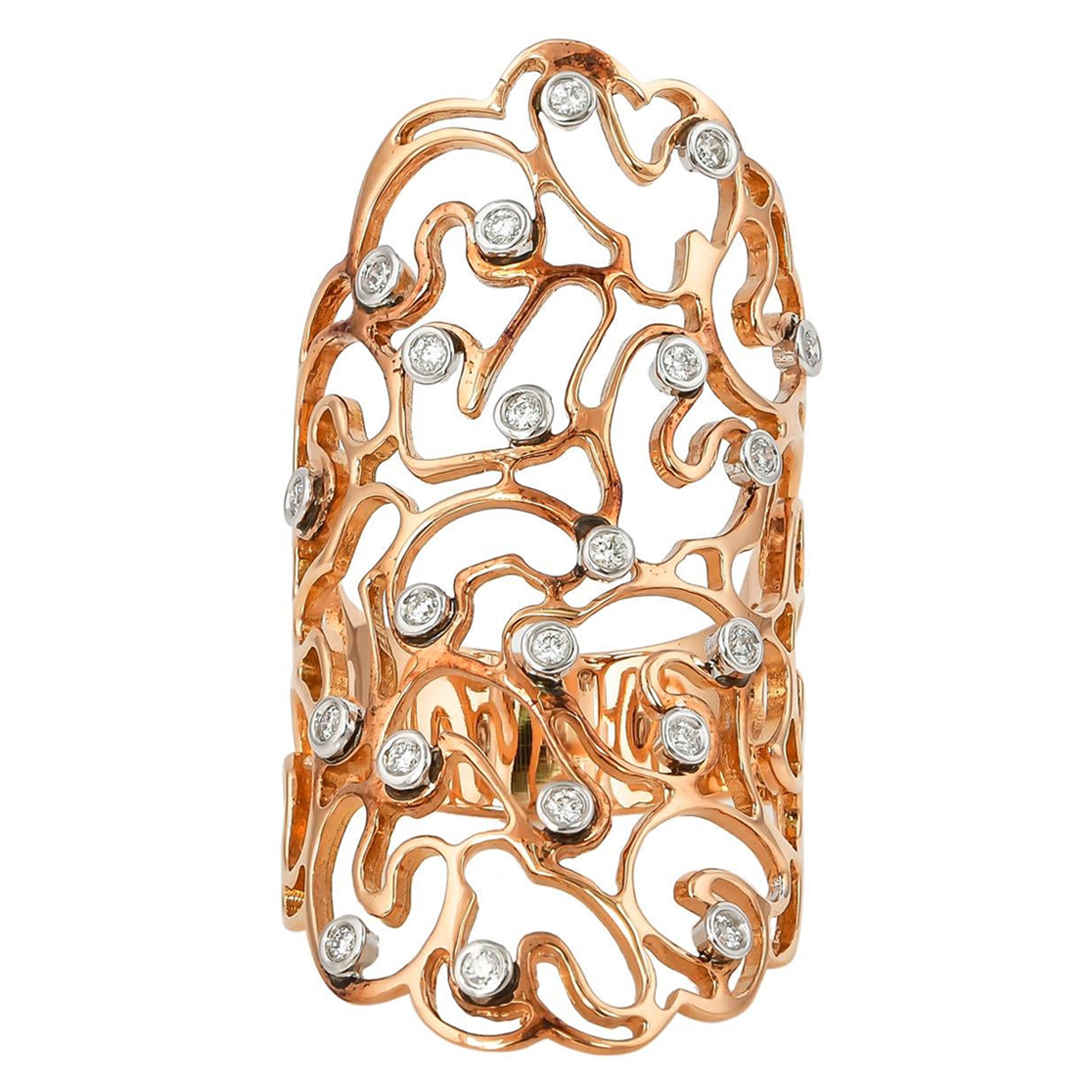 Sunita Nahata diamant 0,20 carat. Bague fantaisie en or blanc et rose 18 carats.