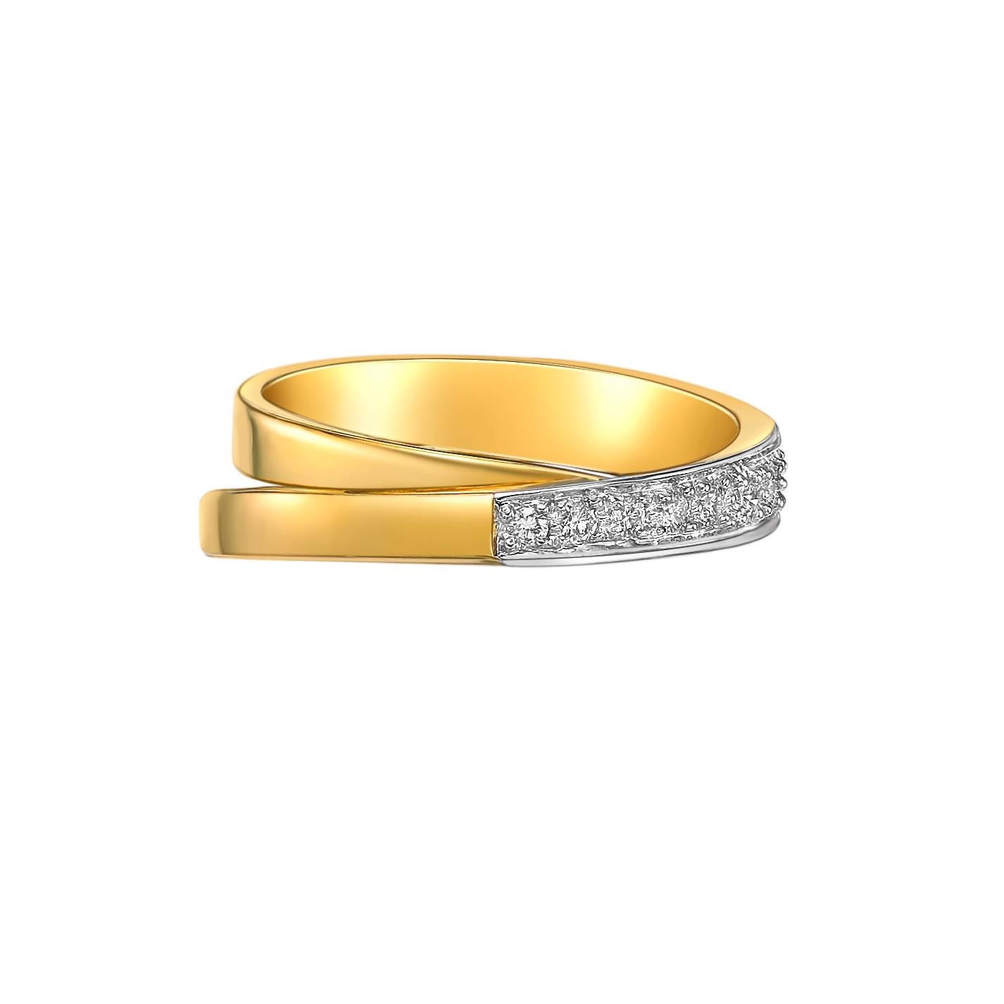 Sunita Nahata Diamant 0.23ct. Fancy Ring aus 18 Karat Weiß- und Gelbgold. (Zeitgenössisch) im Angebot