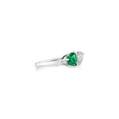 Sunita Nahata Emerald 0.83ct. Fancy Ring in 18KWG with White Diamond.