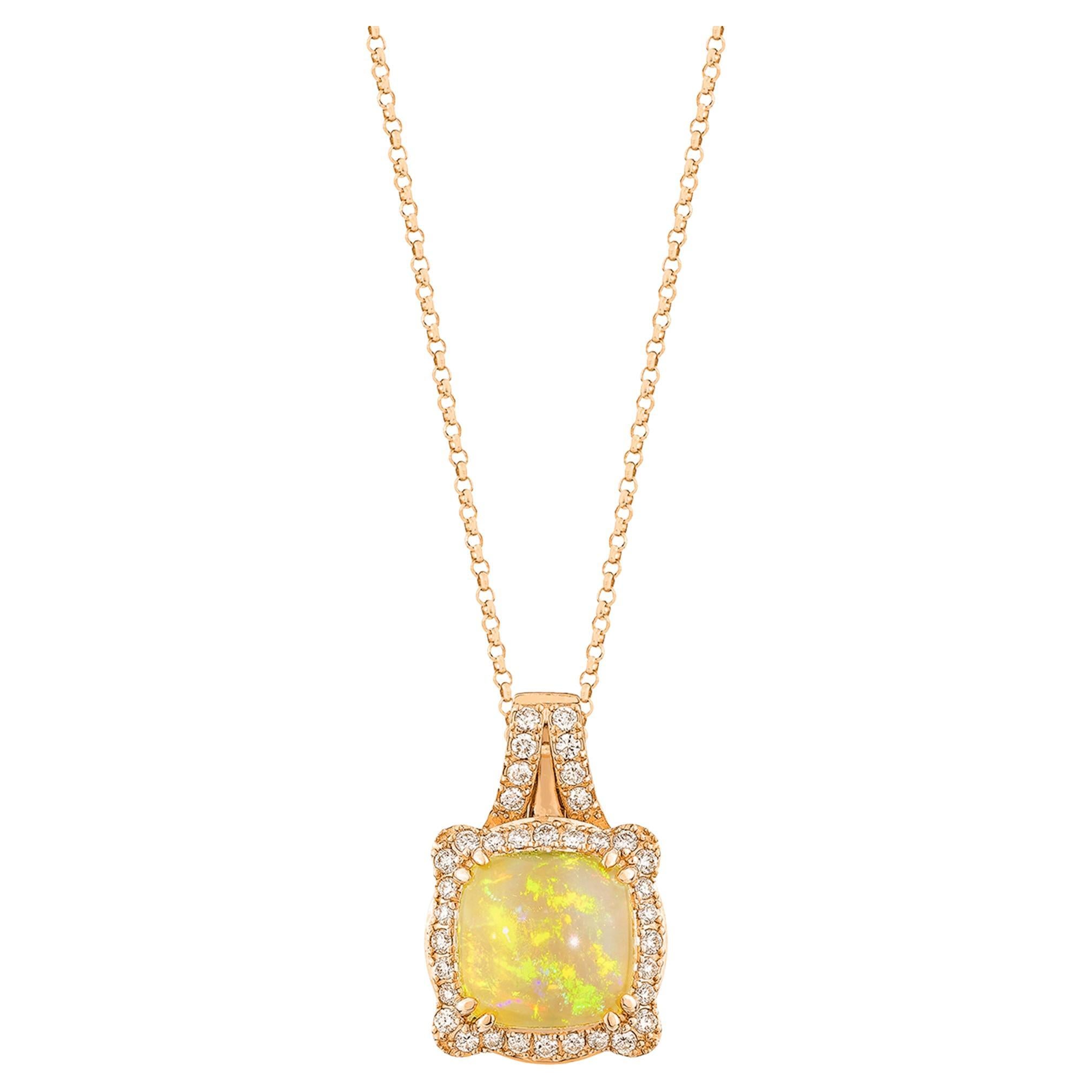 Sunita Nahata Ethiopian Opal 2.30ct. Pendant in 14KRG with White Diamond. For Sale