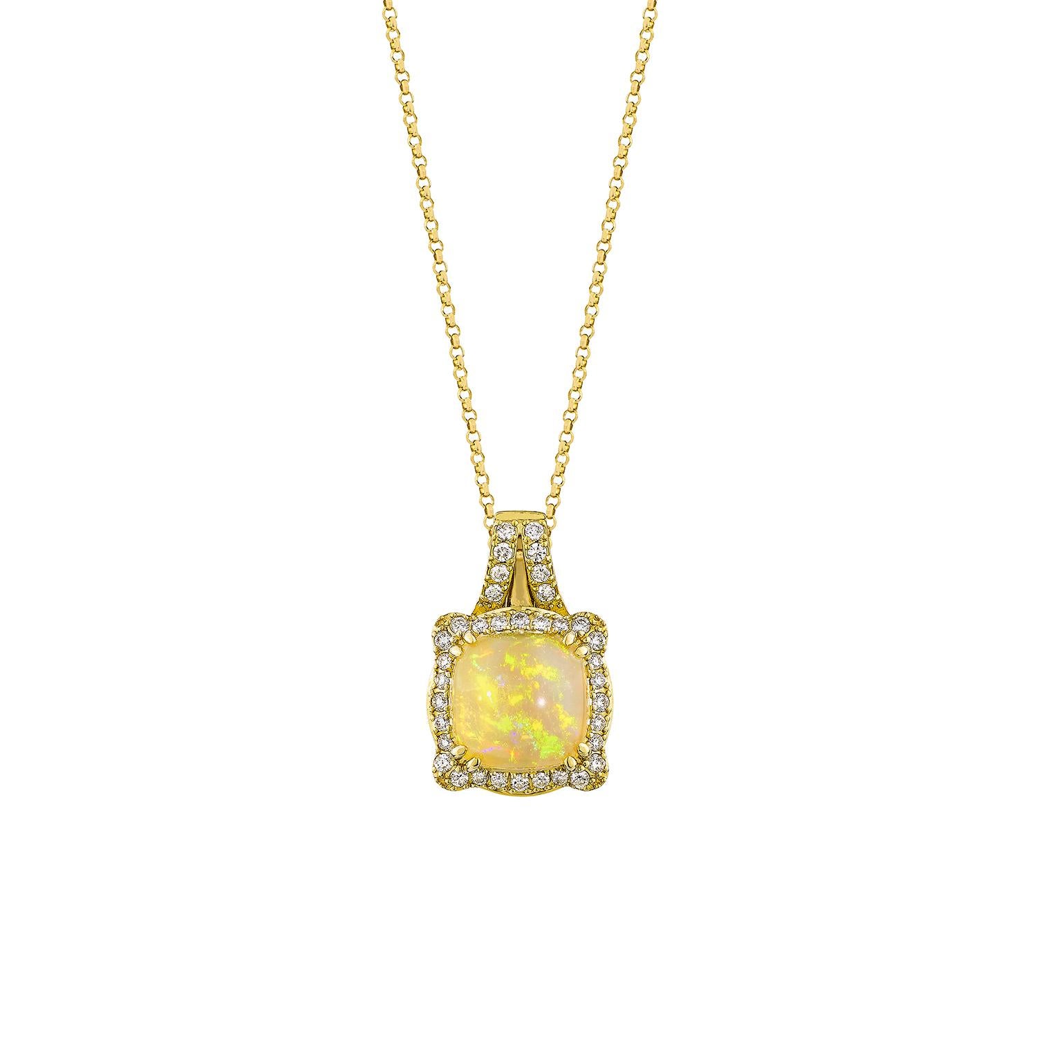 Sunita Nahata Äthiopischer Opal, 2.43 Karat. Anhänger in 14KYG mit weißem Diamanten. (Zeitgenössisch) im Angebot