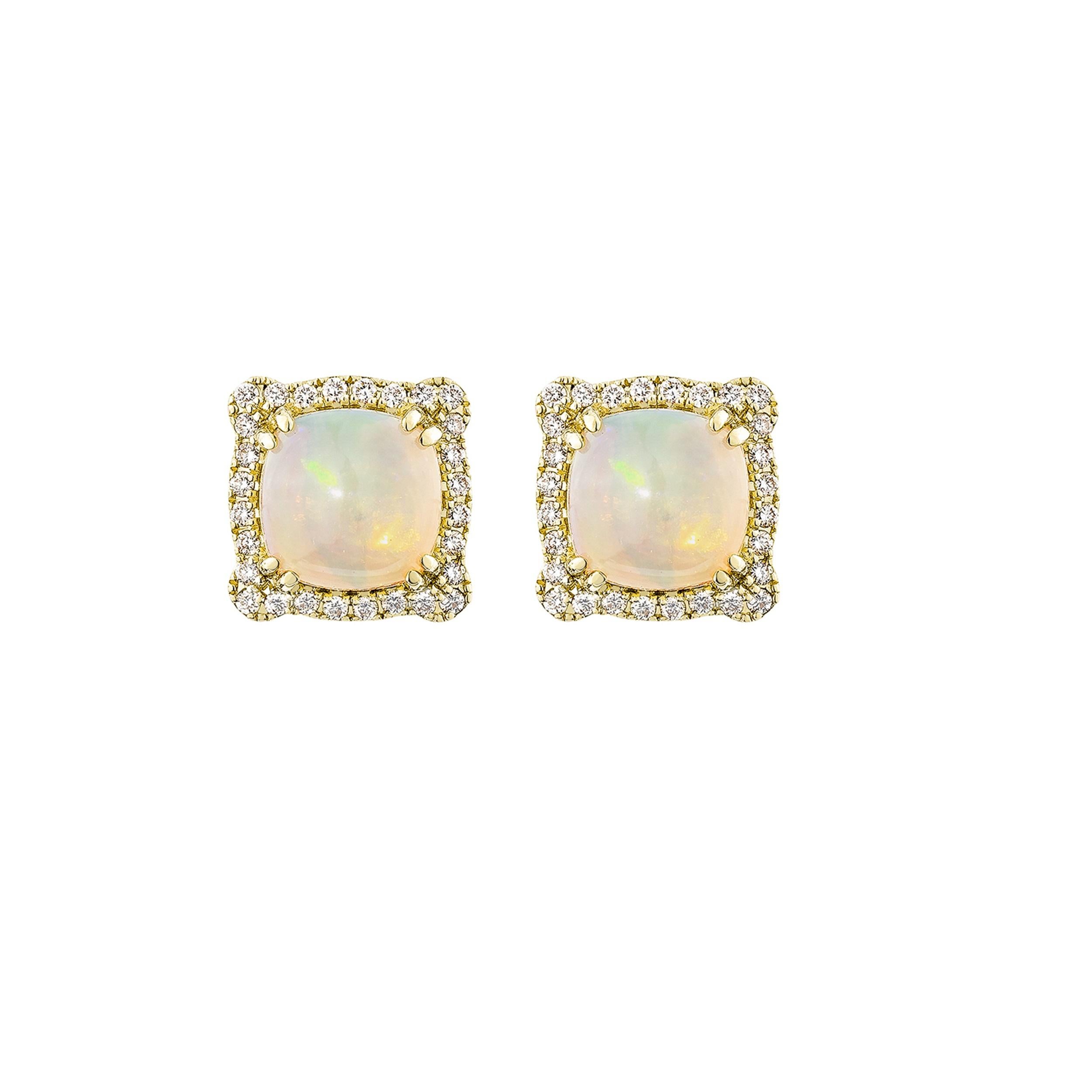 Contemporary Sunita Nahata Ethiopian Opal 2.98ct. Earring in 14KYG with Diamond. For Sale