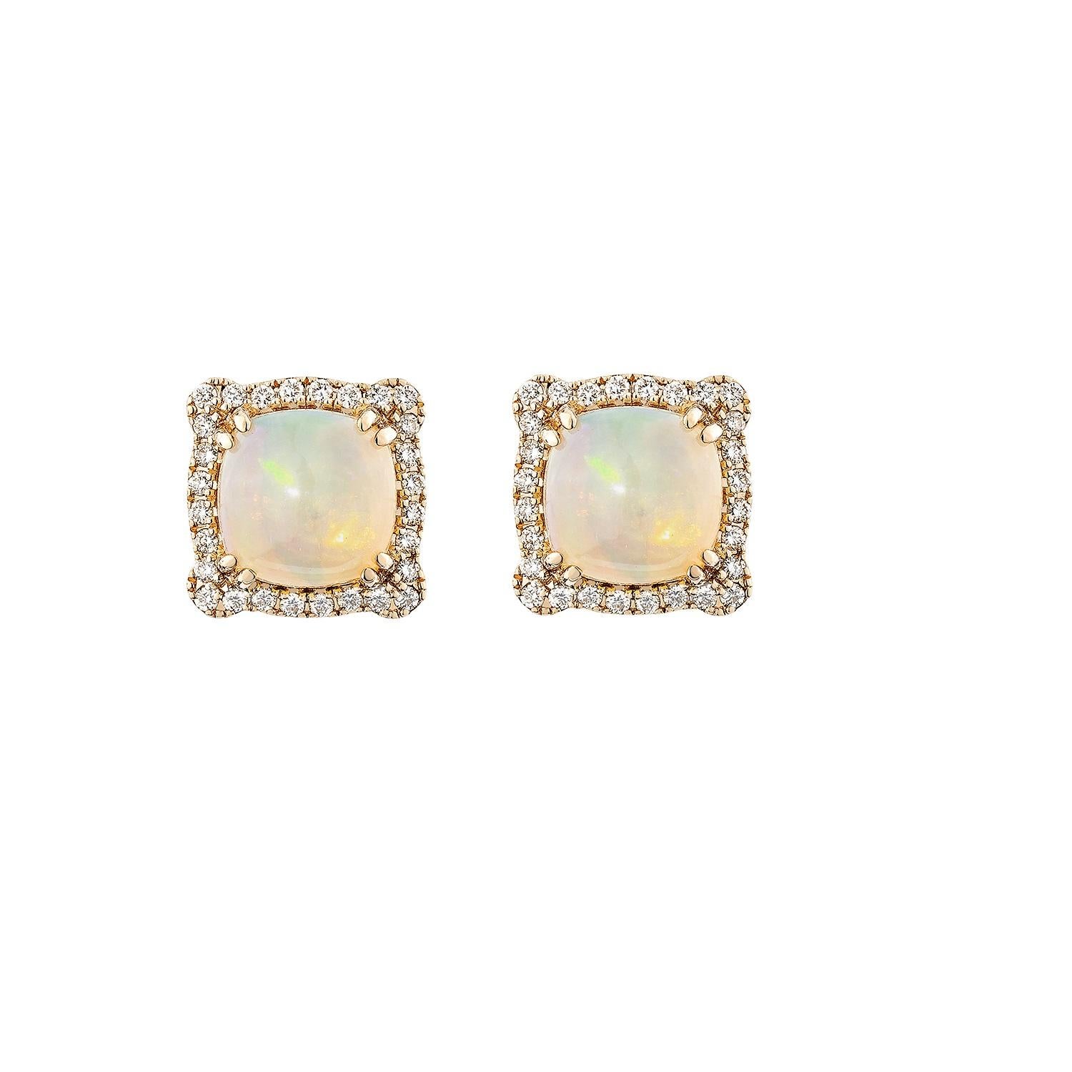 Contemporary Sunita Nahata Ethiopian Opal 3.13ct. Earring in 14KRG with Diamond. For Sale