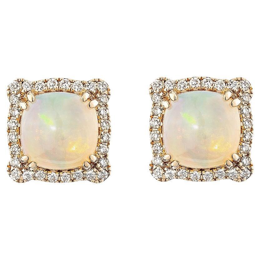Sunita Nahata Ethiopian Opal 3.13ct. Earring in 14KRG with Diamond.