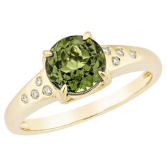 Sunita Nahata Green Tourmaline 1.59ct. Ring in 18KYG with Diamond.