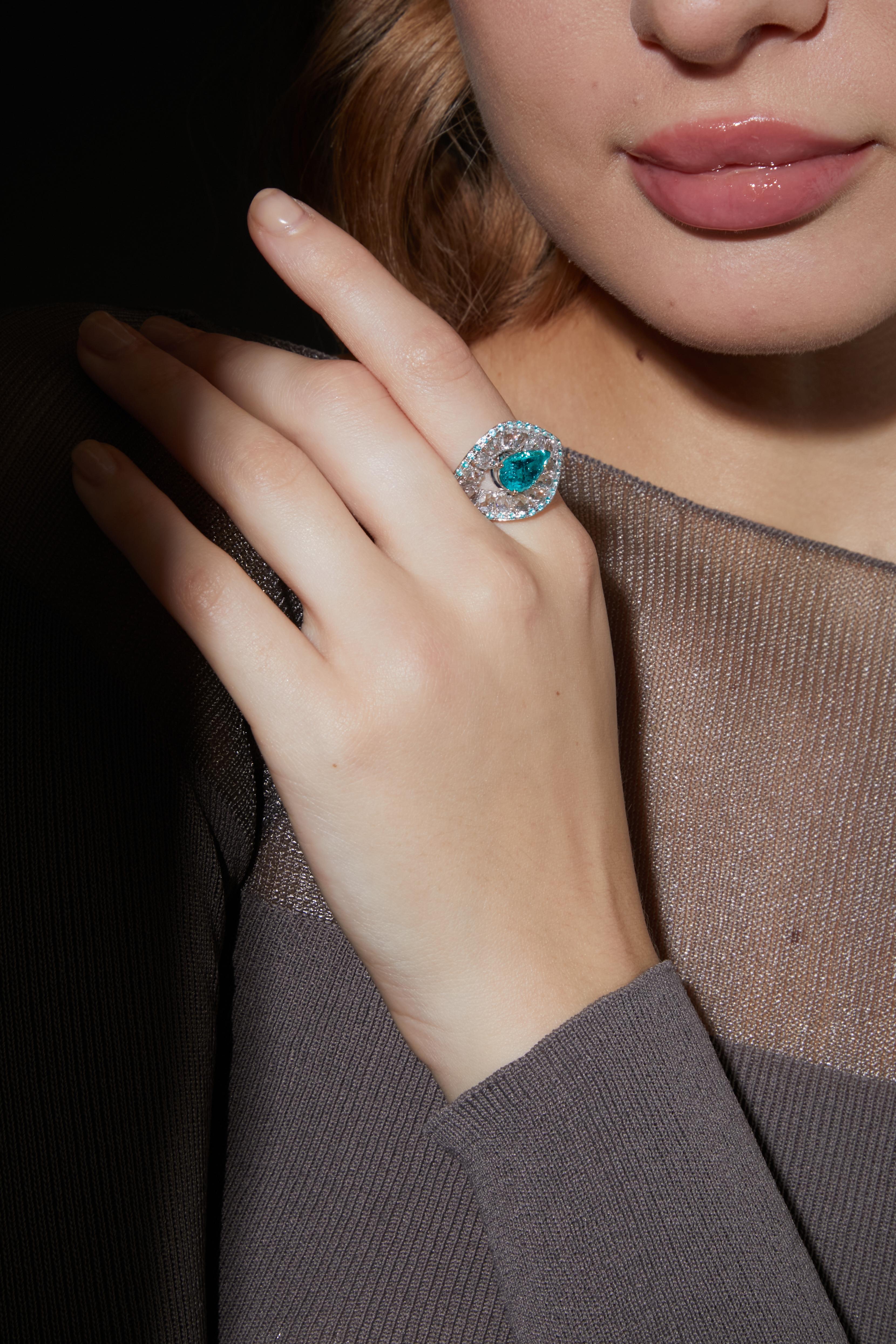 Sunita Nahata Fine Design presents the second edition of its Blue Planet collection – an ode to deep greens and blues with splashes of alexandrites, paraibas and diamonds in white gold. The Ocean Eyes ring features a 2.30 carat pear-shaped Brazilian