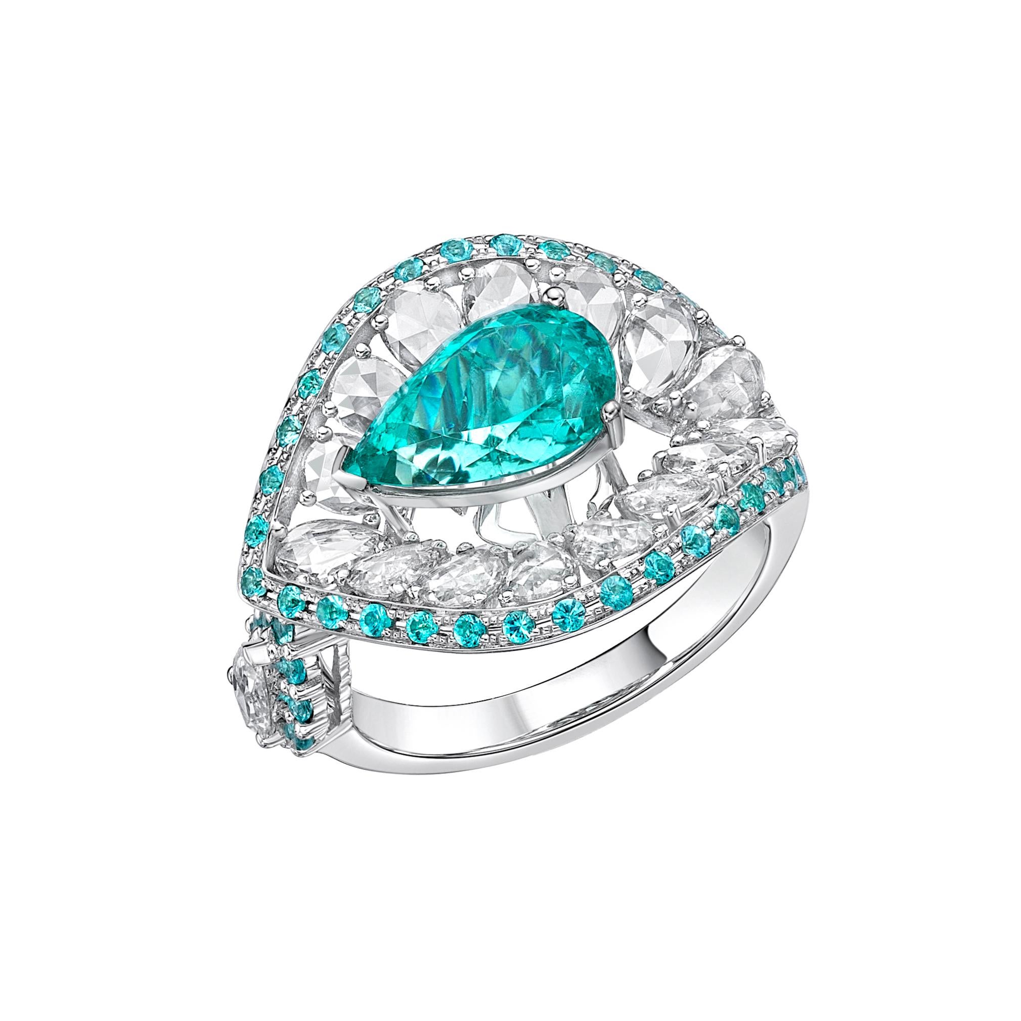Sunita Nahata GRS Brazilian Paraiba 2.30Ct Ring in 18KWG. In New Condition For Sale In Hong Kong, HK