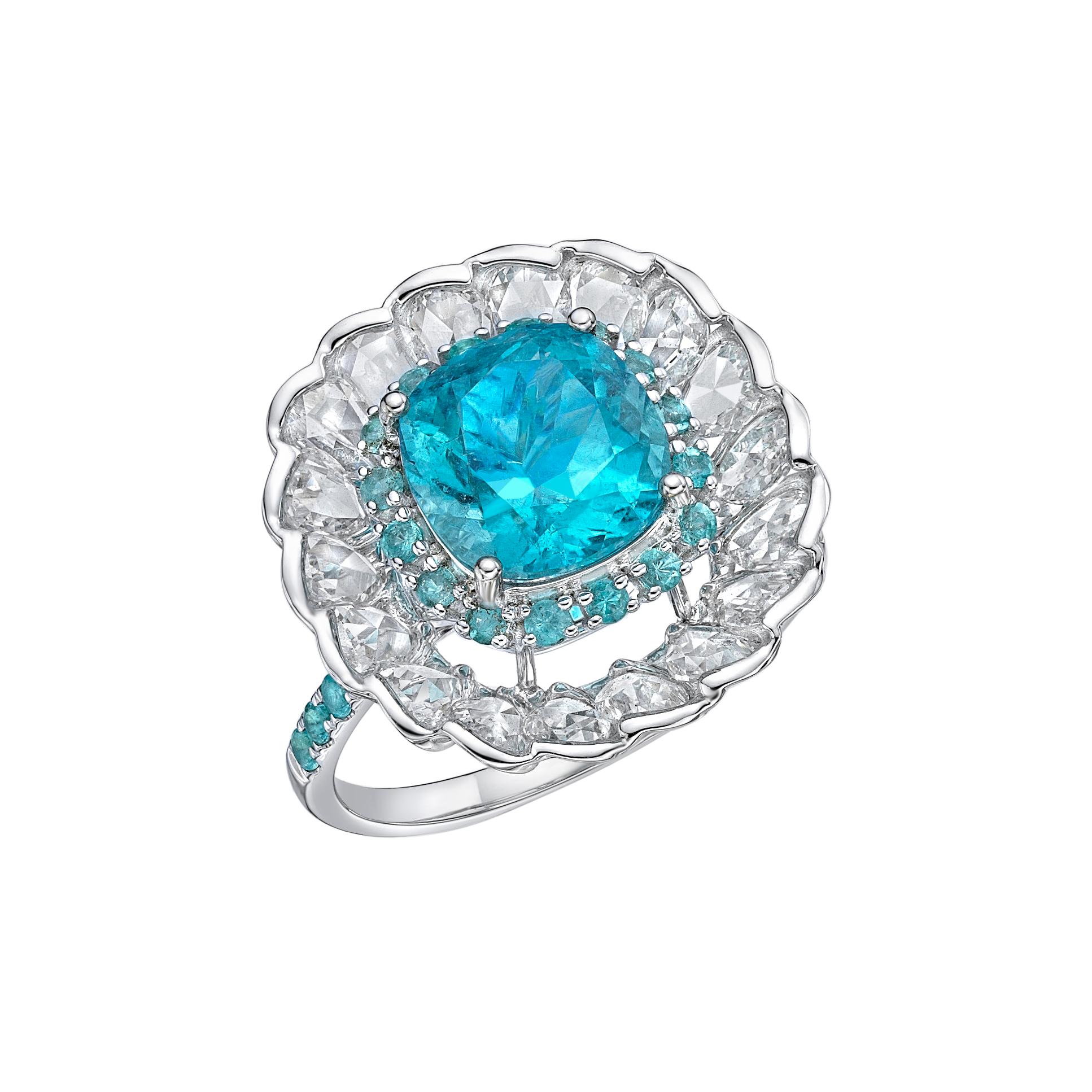 Sunita Nahata GRS Mozambique Paraiba 3.07Ct Ring in 18KWG In New Condition For Sale In Hong Kong, HK