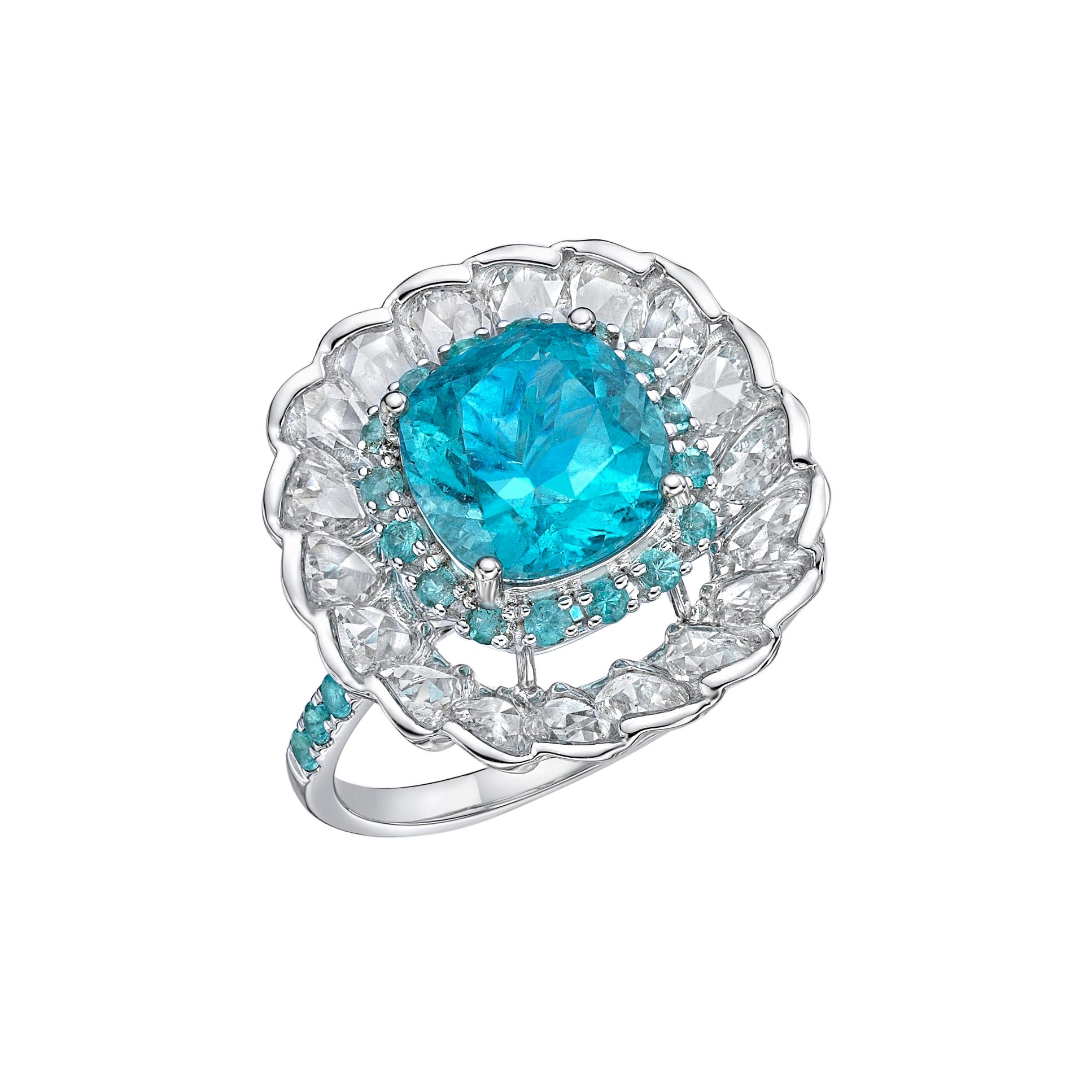 Sunita Nahata GRS Mozambique Paraiba 3,07ct. Anillo de fantasía en oro blanco de 18 quilates. en Nuevo estado para la venta en Hong Kong, HK