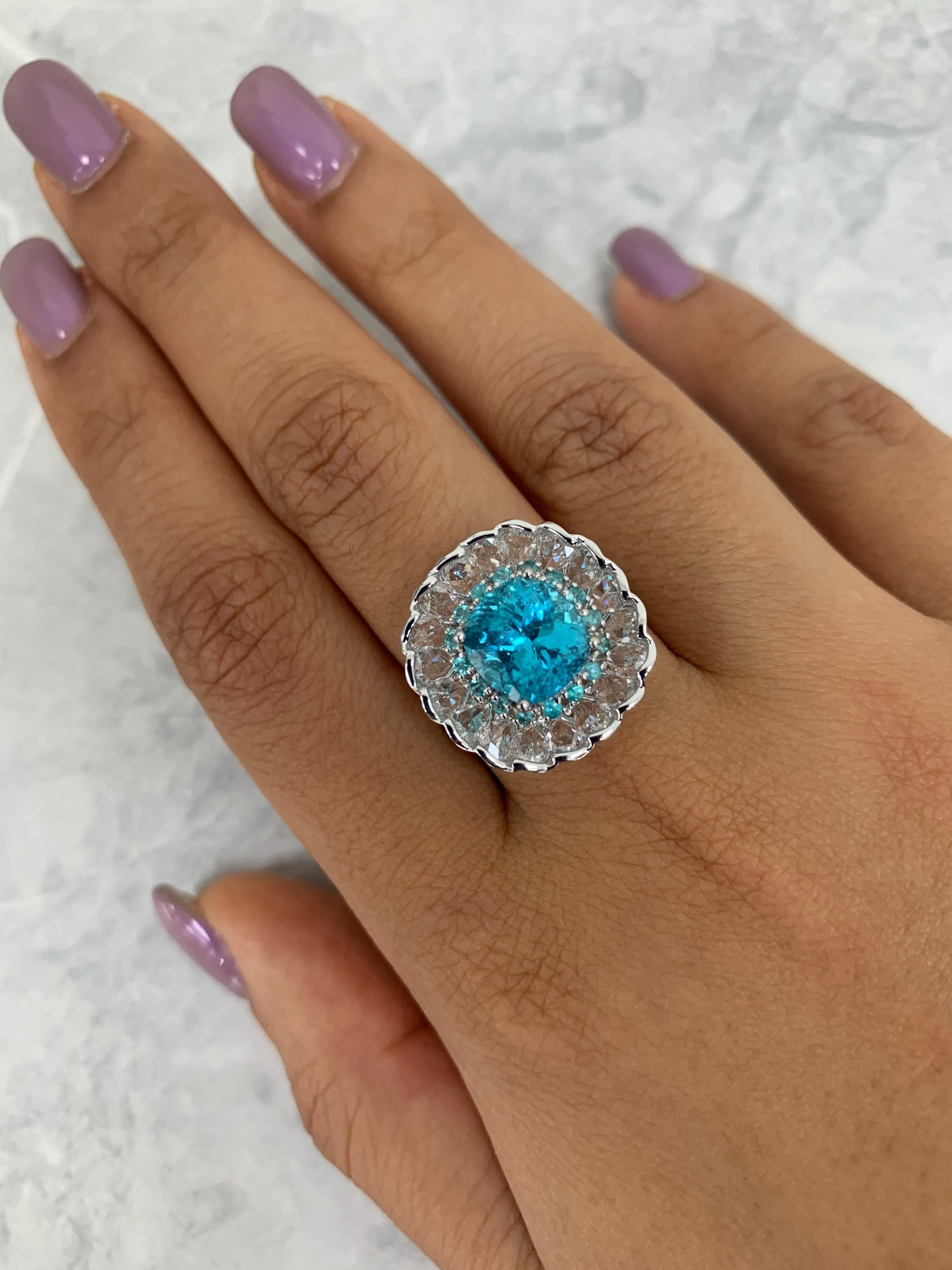 Sunita Nahata GRS Mozambique Paraiba 3.07Ct Ring in 18KWG For Sale 1