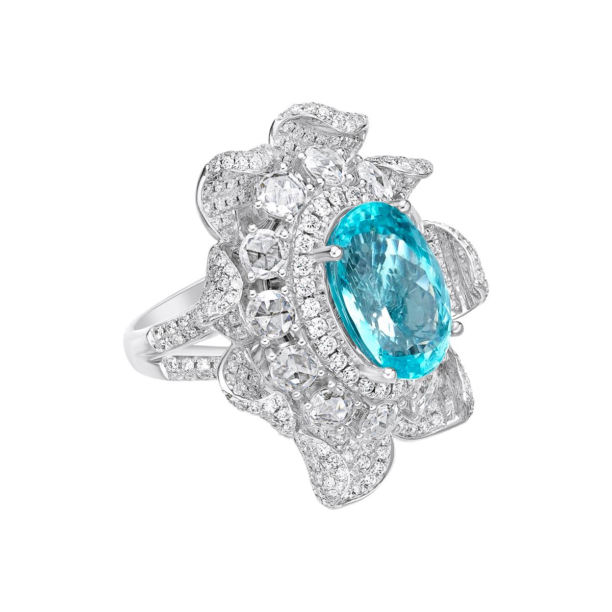 Contemporain Sunita Nahata GRS Mozambique Paraiba 8.15Ct Bague en 18KWG en vente