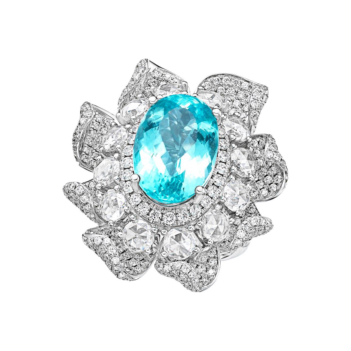Sunita Nahata GRS Mozambique Paraiba 8.15Ct Bague en 18KWG Neuf - En vente à Hong Kong, HK