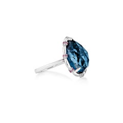 Sunita Nahata London Blue Topaz 10.22ct. Ring in 18KWG with White Diamond.