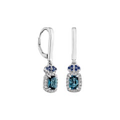 Sunita Nahata London Blue Topaz 1.28ct. Drop Earring in 14KWG with Diamond.