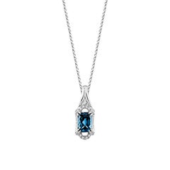 Sunita Nahata London Blue Topaz 1.78ct. Pendant in 14KWG with White Diamond.