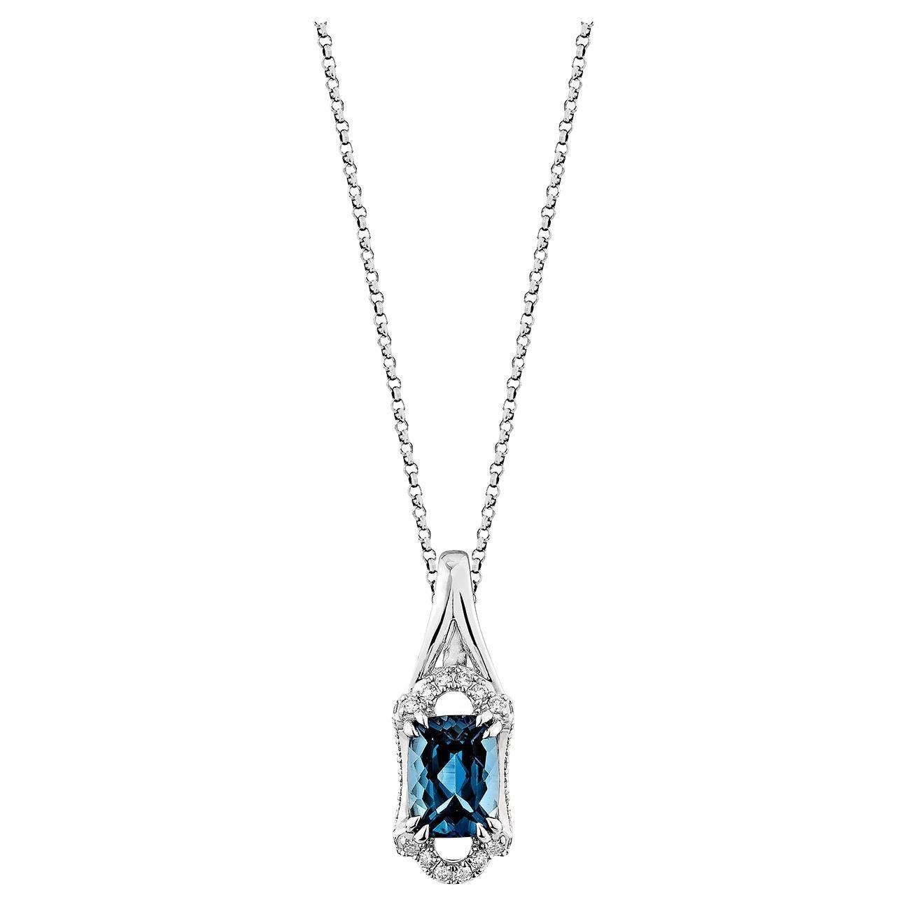 Sunita Nahata London Blue Topaz 1.78ct. Ciondolo in 14KWG con diamante Whiting.