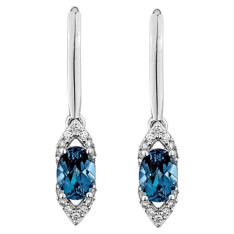 Sunita Nahata London Blue Topaz 2.09ct. Orecchino a goccia in 14KWG con diamante.