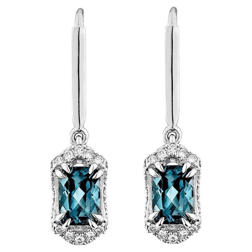 Sunita Nahata London Blue Topaz 2.43ct. Orecchino a goccia in 14KWG con diamante.