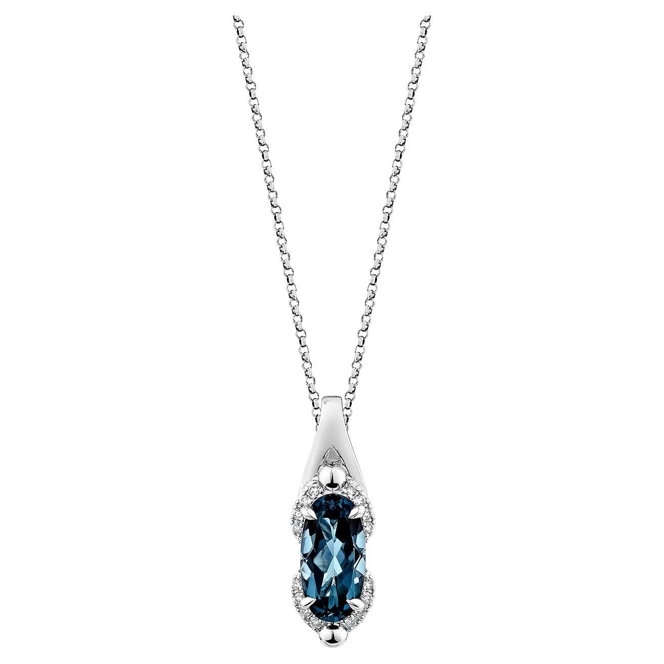 Sunita Nahata London Blue Topaze 2.51 carat Pendentif de 14 carats avec diamant blanc.