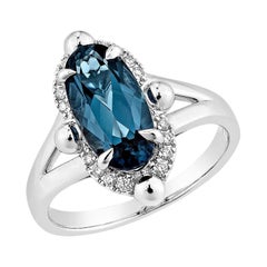 Sunita Nahata London Blauer Topas 2.61 Karat. Fancy Ring in 14KWG mit Diamant.