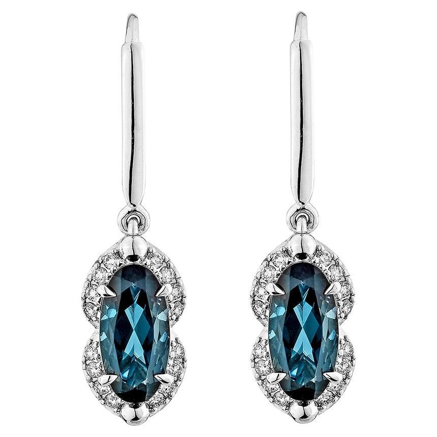 Sunita Nahata London Blue Topaz 3.03ct. Orecchino a goccia in 14KWG con diamante.