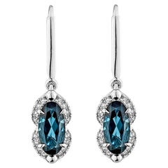 Sunita Nahata London Blue Topaz 3.03ct. Orecchino a goccia in 14KWG con diamante.