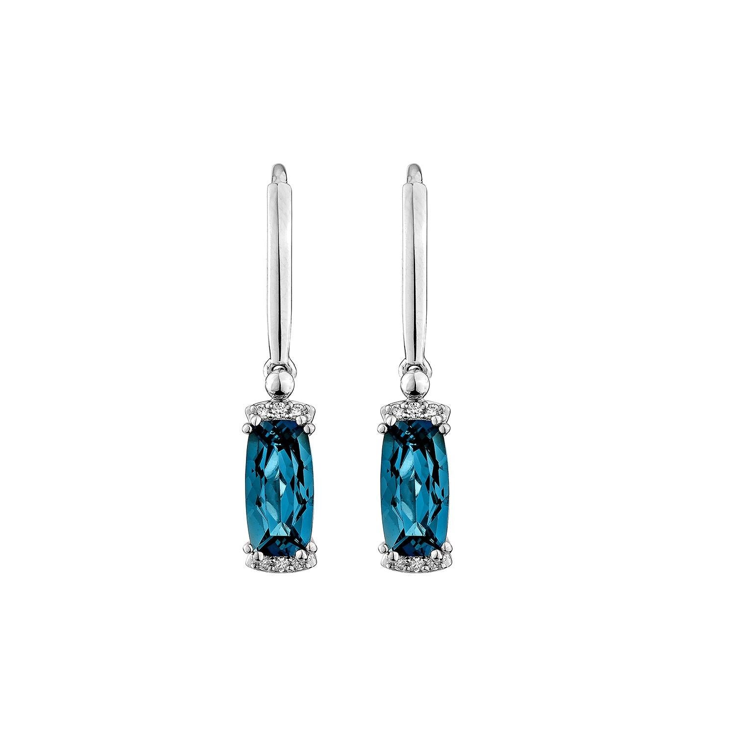 Contemporaneo Sunita Nahata London Blue Topaz 3.16ct. Orecchino a goccia in 14KWG con diamante. in vendita