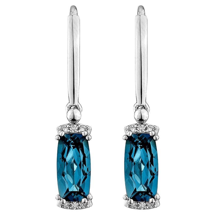 Sunita Nahata London Blue Topaz 3.16ct. Orecchino a goccia in 14KWG con diamante.